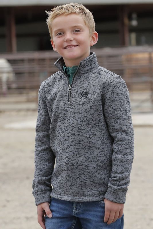 CINCH BOY&#39;S 1/4 ZIP PULLOVER- GRAY