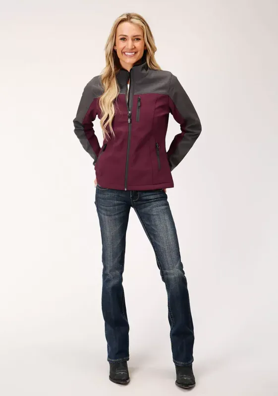 ROPER WOMEN&#39;S SOFTSHELL JACKET- WINE/GRAY