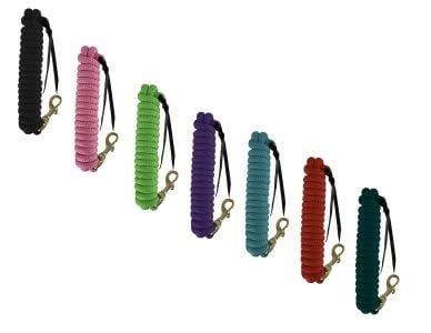 SHOWMAN 5/8&quot; X 14&#39; LEATHER END NYLON LEAD W/BRASS SNAP (ASSORTED COLORS)