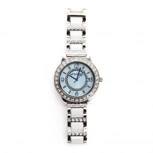 MONTANA SILVERSMITHS STAINLESS &amp; WHITE CERAMIC CZ WATCH