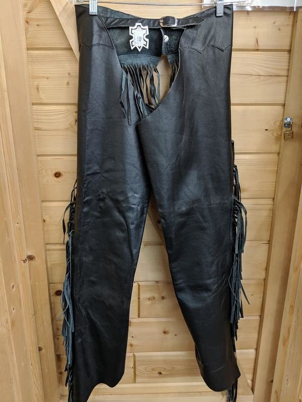 Blck Fringe Leather Cha XS