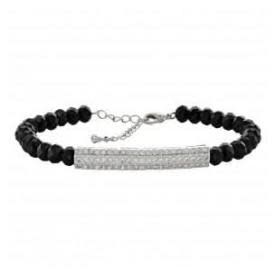 MONTANA SILVERSMITHS BLACK BEAD, CZ BAR BRACELET