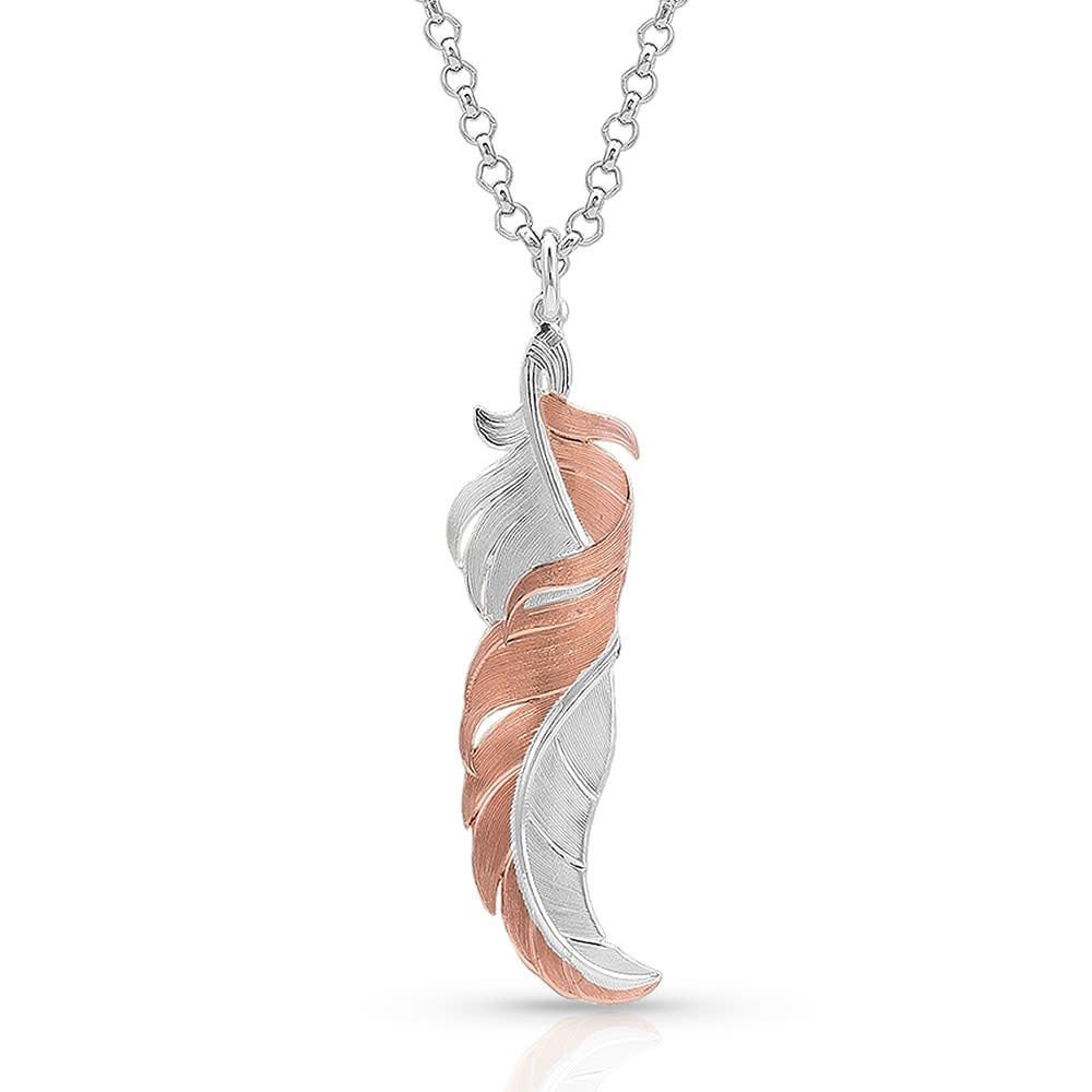 MONTANA SILVERSMITHS TWISTED ROSE FEATHER NECKLACE