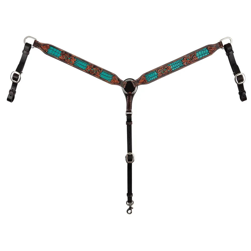 CIRCLE Y FILIGREE TURQUOISE GATOR BREAST COLLAR