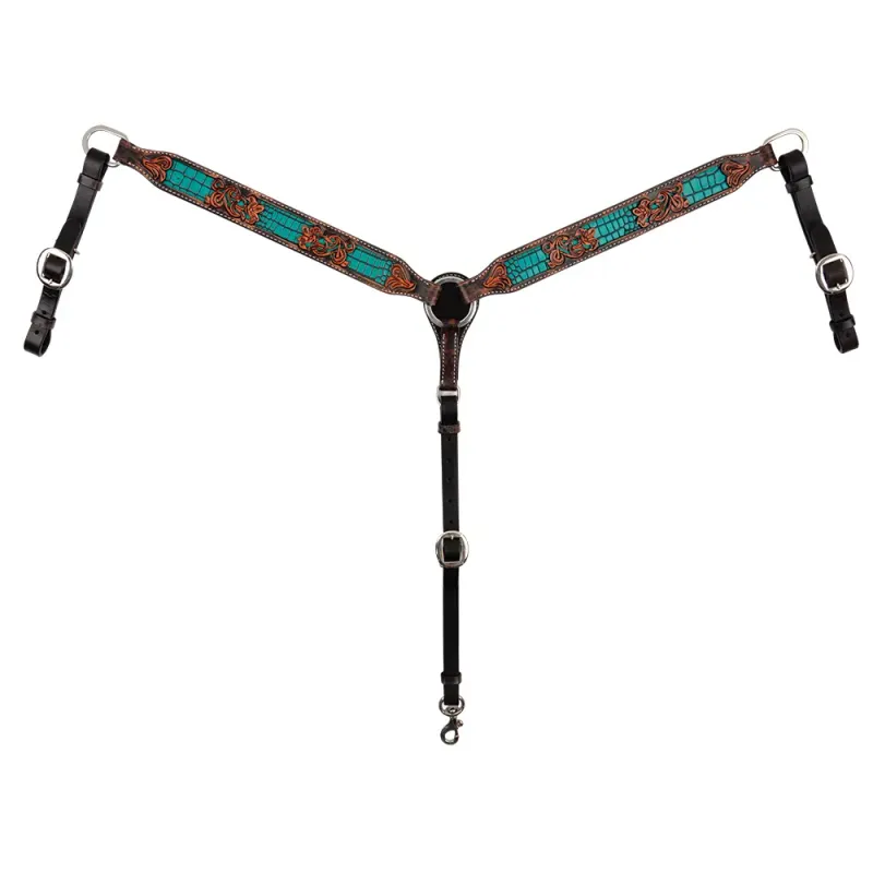 CIRCLE Y FILIGREE TURQUOISE GATOR BREAST COLLAR