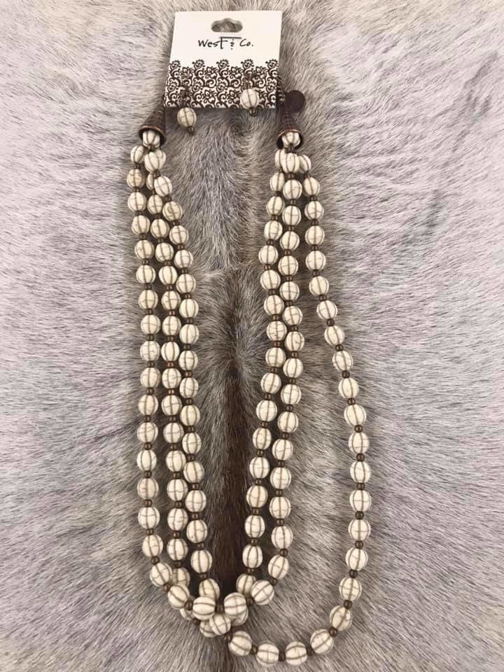 WEST &amp; CO MULTI-STRAND IVORY BEADED NECKLACE