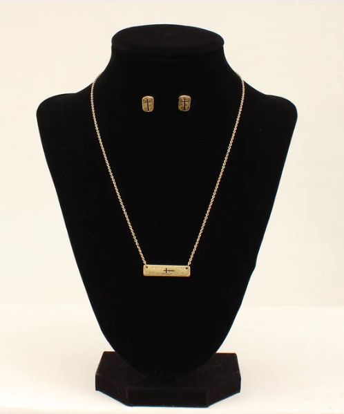 GOLD STAMPED CROSS JEWELRY SET