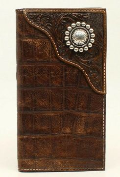 A3529402 ARIAT RODEO WALLET/CHECKBOOK COVER CONCHO/CAIMAN