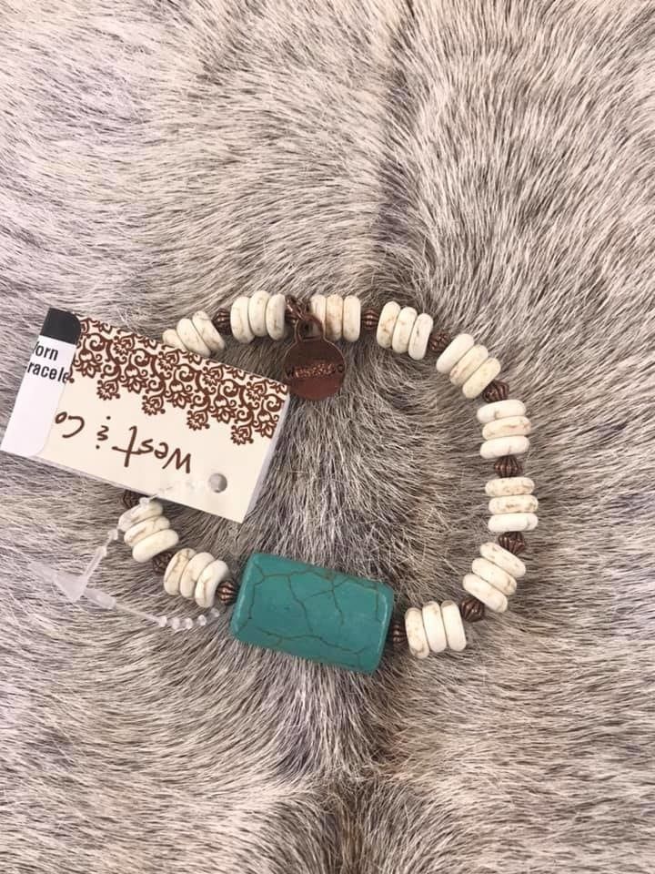 WEST &amp; CO. TURQUOISE/IVORY MINI MELON BRACELET