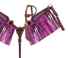 PONY HEADSTALL/BREAST COLLAR SET PURPLE SNAKE