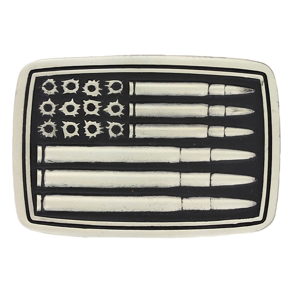 ATTITUDE BUCKLES SILVER BULLET FLAG BUCKLE