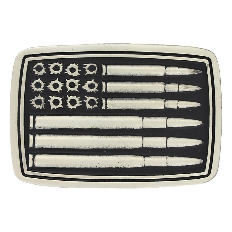ATTITUDE BUCKLES SILVER BULLET FLAG BUCKLE