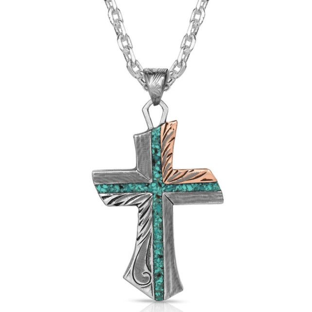 MONTANA SILVERSMITHS INNER LIGHT TURQUOISE CROSS NECKLACE