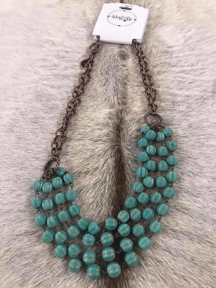 WEST &amp; CO. TURWUOISE &amp; COPPER NECKLACE SET
