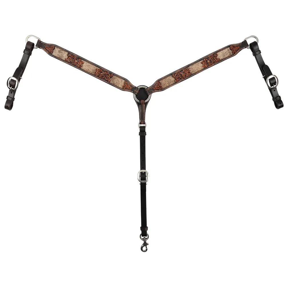 CIRCLE Y PONY SIZE INLAY FILIGREE HAIR ON HIDE BREAST COLLAR