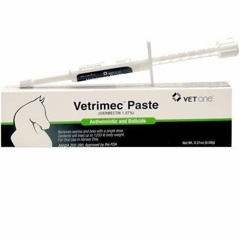VETRIMEC EQUINE ANTHELMINITC AND BOTICIDE IVERMECTIN PASTE 1.87%