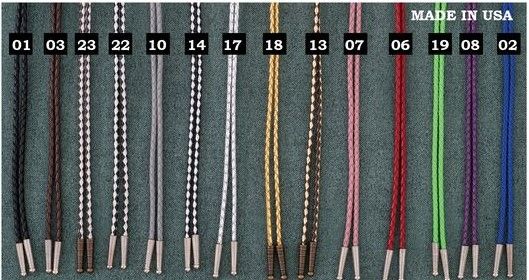 STAMPEDE STRING- LEATHERETTE W/WOODEN BEAD SLIDE &amp; METAL TIP (ASSORTED)