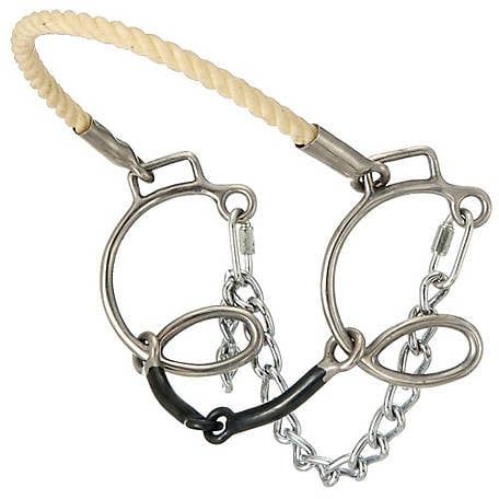 TOUGH 1 6" CHEEK SWEET IRON SNAFFLE BIT W/ROPE NOSE
