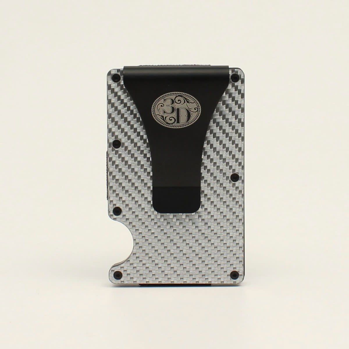 D250002406 3D SILVER CARBON FIBER CARD HOLDER &amp; MONEY CLIP