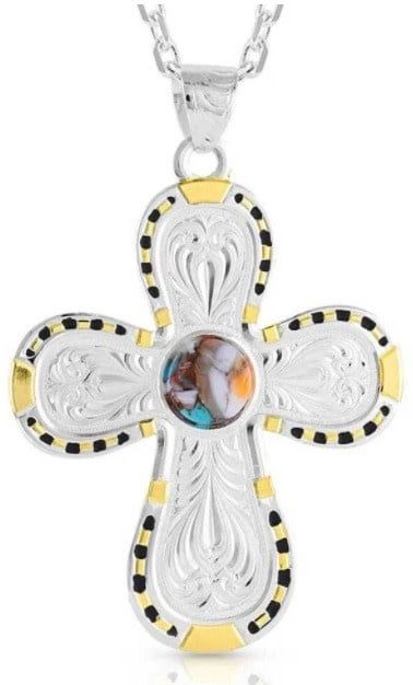 MONTANA SILVERSMITHS CIRCLE THE WAGONS CROSS NECKLACE