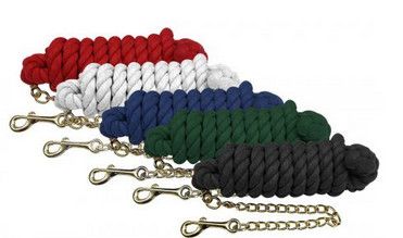 COTTON LEAD ROPE W/CHAIN (ASSORTED COLORS)