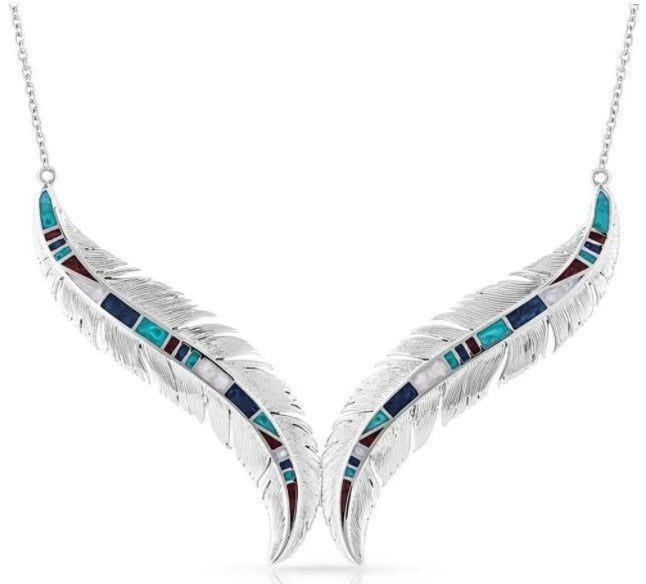 MONTANA SILVERSMITHS BREAKING TRAIL FEATHER NECKLACE