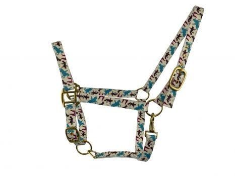 NYLON HORSE HALTER HORSE &amp; RIDER PRINT