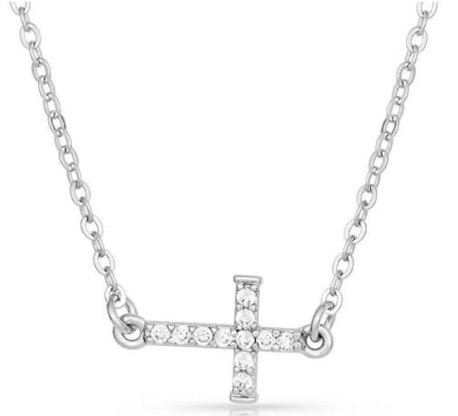 MONTANA SILVERSMITHS QUIET FAITH, TINY CRYSTAL CROSS NECKLACE