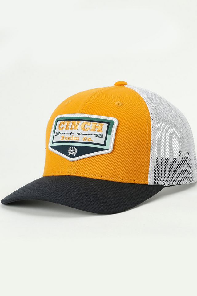 CINCH YELLOW/WHITE LOGO PATCH TRUCKER CAP