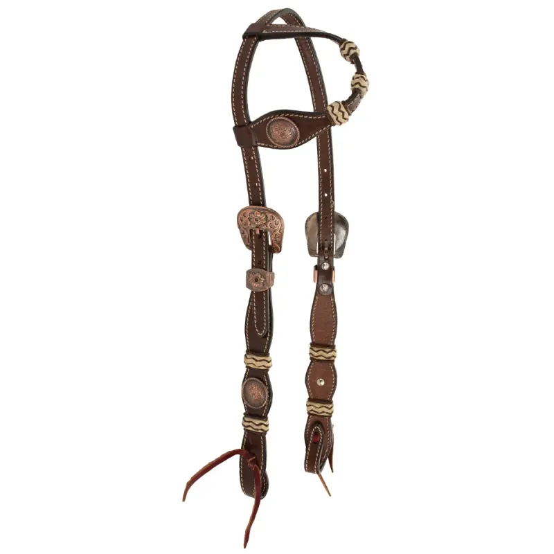 CIRCLE Y ONE EAR ROUGHSTOCK HEADSTALL RAWHIDE/CONCHO