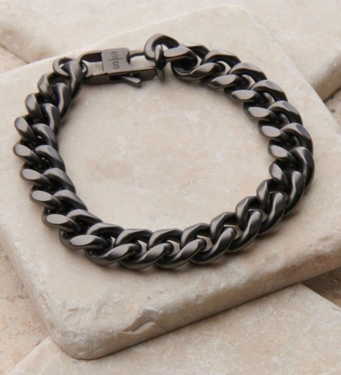 SILVER STRIKE GUNMETAL CHAIN LINK BRACELET
