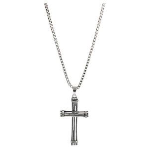 JUSTIN SILVER SLAT CROSS NECKLACE