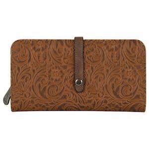 JUSTIN WALLET SADDLE BROWN TOOLED BROWN