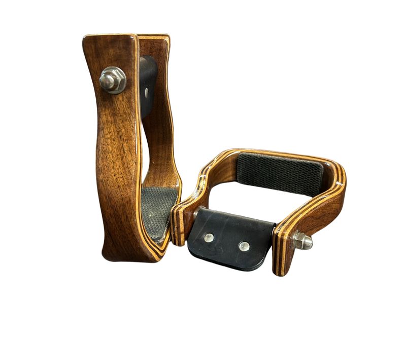 DON ORRELL 2&quot; BARREL RACER STAINED WOOD STIRRUPS