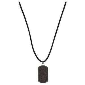 JUSTIN NECKLACE DOG TAG STYLE PENDANT W/TOOLED LEATHER