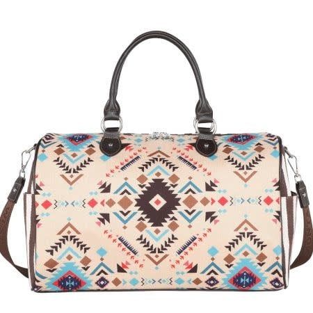 MONTANA WEST AZTEC PRINT CANVAS WEEKENDER BAG