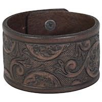 JUSTIN BROWN TOOLED LEATHER CUFF
