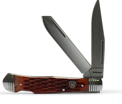 ARIAT LARGE 4 1/8&quot; MUSKRAT BROWN ACC KNIFE