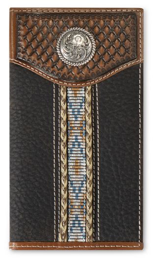 A35540282 ARIAT RODEO WOVEN SOUTHWESTERN BROWN WALLET