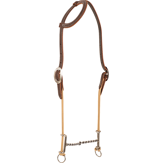 LOOMIS DRAW GAG TWISTED SNAFFLE ON CHOCOLATE SLIP EAR HEADSTALL