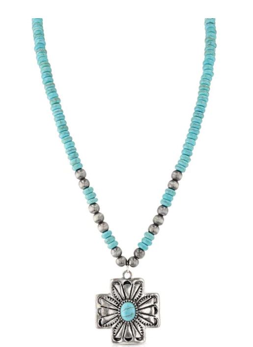 MONTANA SILVERSMITHS PETALED TURQUOISE BEADED NECKLACE