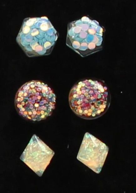 GLITTER STUD EARRING SET