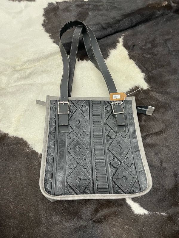 LUXURY ITALIAN LEATHER NAVAJO BLACK OVER SHOULDER PURSE