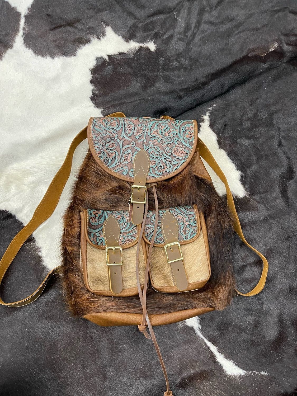 GENUINE COWHIDE FUR MEDIUM BACK PACK