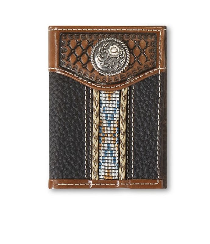 ARIAT TRIFOLD SOUTHWESTERN BROWN WALLET
