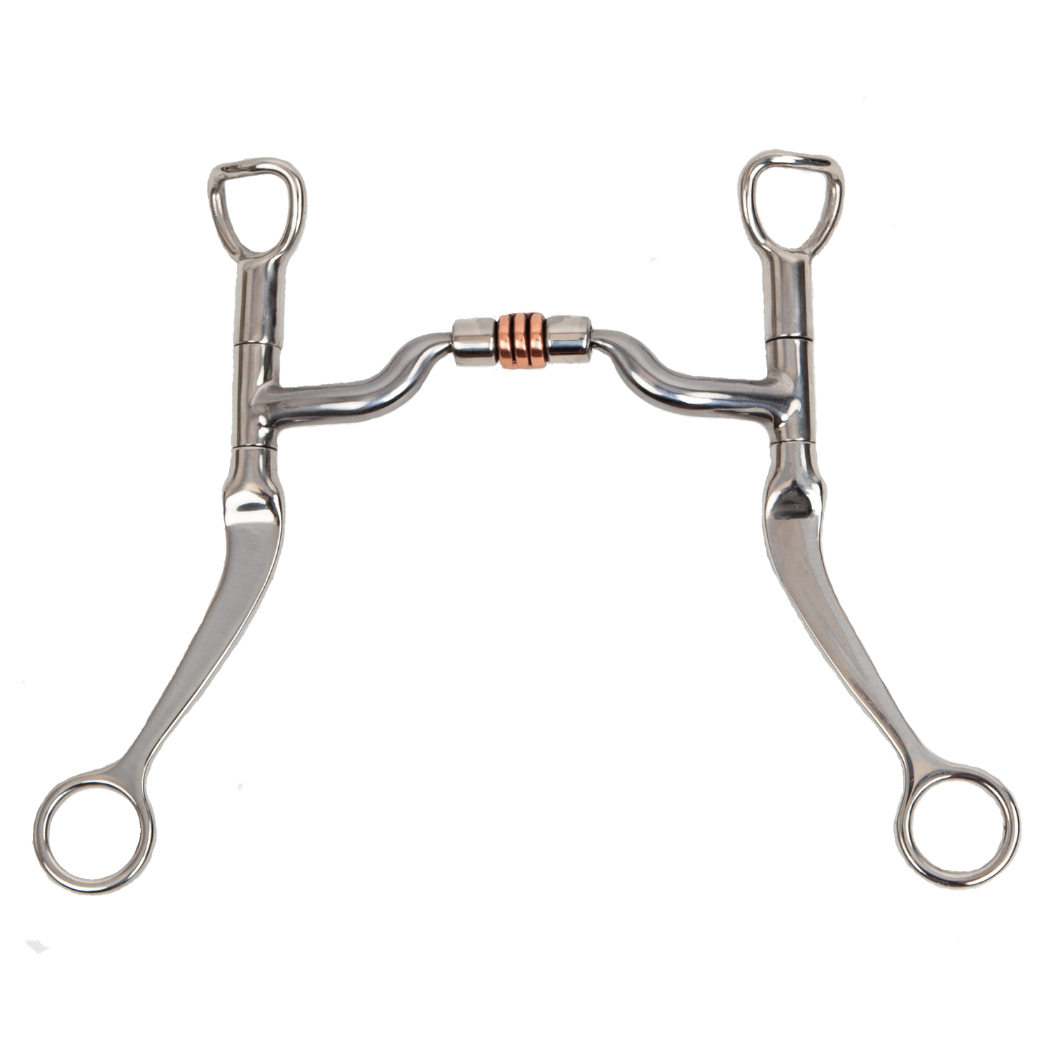 MYLER BIT'S FLAT SHANK WITH MEDIUM WIDE LOW PORT WITH COPPER ROLLER