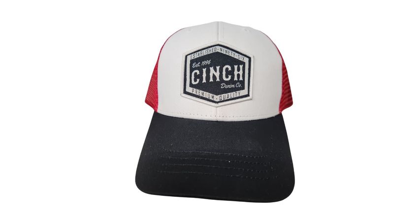 CINCH  ESTABLISHED 1996 LOGO RED/BLACK/WHITE TRUCKER CAP