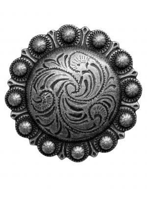 SILVER ENGRAVED ROUND DOT CONCHO