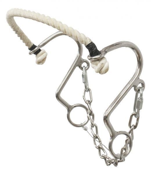 SHOWMAN STAINLESS STEEL ROPE NOSE "LITTLE S" HACKAMORE
