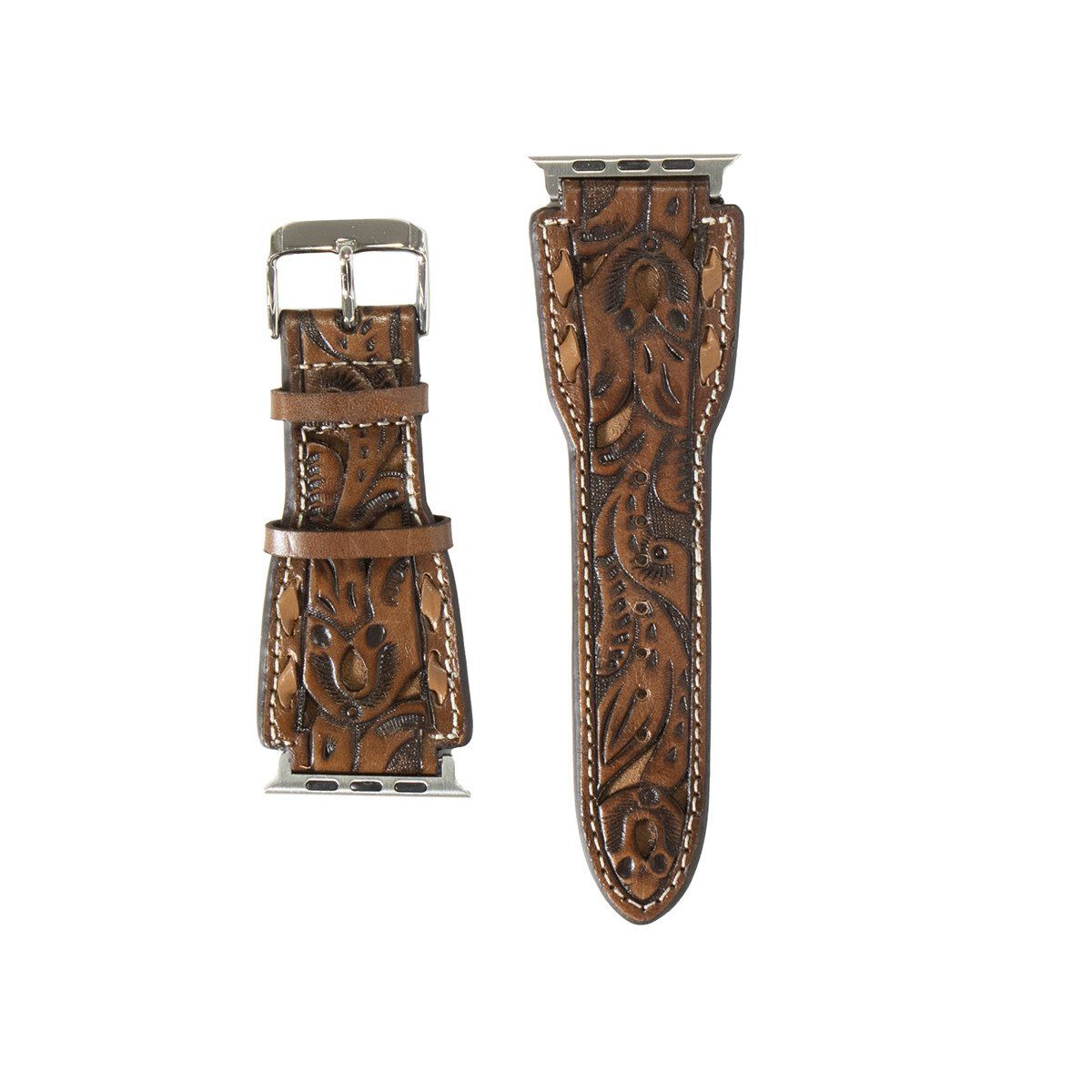 NOCONA APPLE WATCHBAND FLORAL OVERLAY BROWN